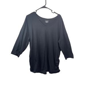 Lane Bryant tee t-shirt blouse top women's 18 - 20 knit black v-neck light wt